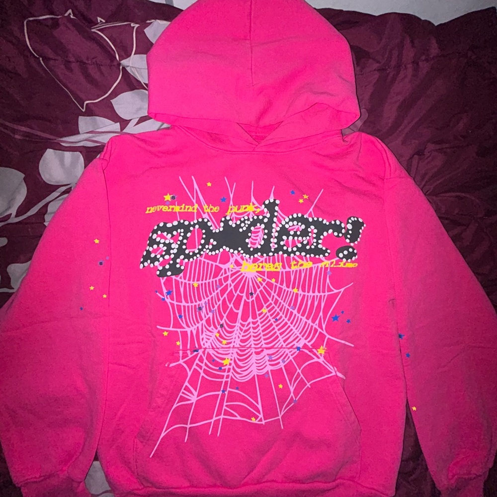 Magenta Kids Pink Spider Web Hoodie